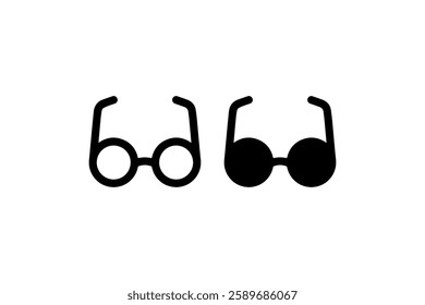 Round glasses icon in outline and solid style Vector