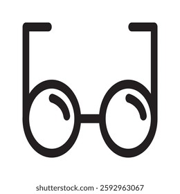 Round glasses icon with a simple and classic design. Ideal for vision, eyewear, fashion, and intellectual themes.