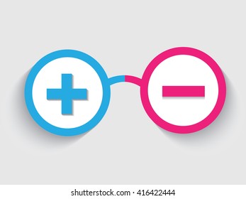 Round Glasses Icon Symbol plus, minus