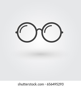 Round Glasses Icon. Vector.