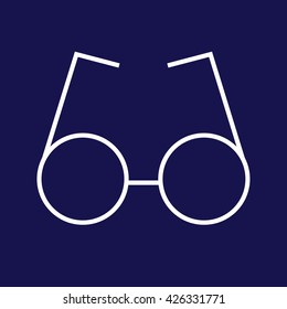 Round glasses icon vector illustration. Blue background