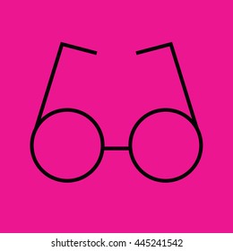 Round glasses icon vector illustration. Pink background