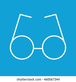 Round glasses icon vector illustration. Blue background