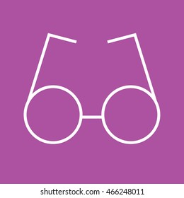 Round glasses icon vector illustration. Purple background