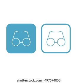 Round glasses icon vector illustration. White and blue