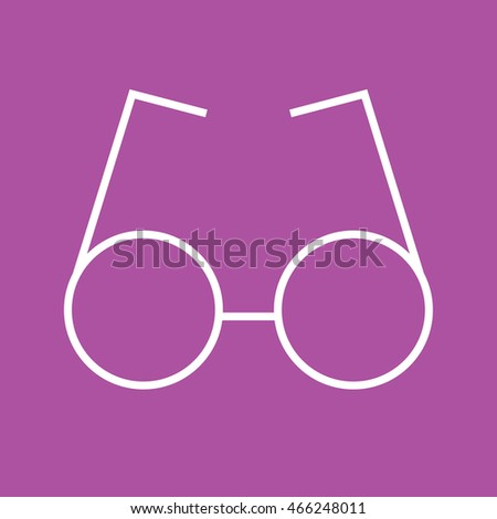 Round glasses icon vector illustration. Purple background