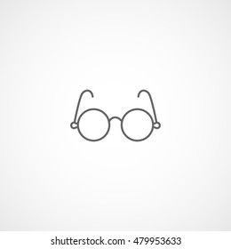 Round Glasses Line Icon On White Background