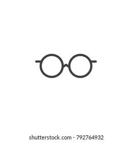 Round Glasses line icon, outline vector sign, linear style pictogram isolated on white. Eyeglass symbol, logo illustration. Editable stroke