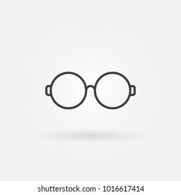 Round glasses outline icon. Vector simple eyeglasses symbol in thin line style