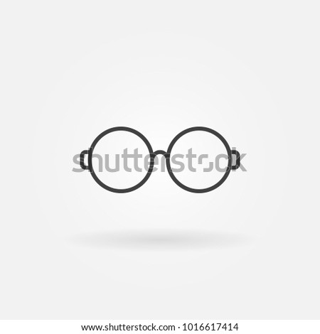 Round glasses outline icon. Vector simple eyeglasses symbol in thin line style