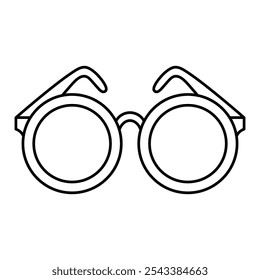 Round Glasses Outline Vector Illustration. The design features two large circular lenses connected by a small bridge in the center.