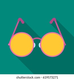 Round glasses in a pink frame.Hippy single icon in flat style vector symbol stock illustration web.