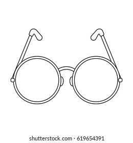 Round glasses in a pink frame.Hippy single icon in outline style vector symbol stock illustration web.