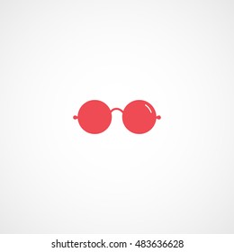 Round Glasses Red Flat Icon On White Background