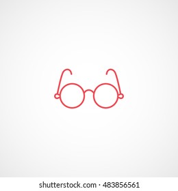 Round Glasses Red Flat Icon On White Background