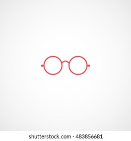 Round Glasses Red Flat Icon On White Background