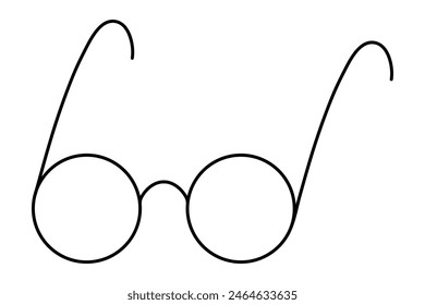 Vasos redondos. Ganchos redondeados. Boceto. Ilustración vectorial. Contorno sobre fondo aislado. Libro para colorear para niños. Estilo Doodle. Gafas con lentes redondas. 