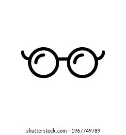 Round glasses, simple icon. Black linear icon with editable stroke on white background