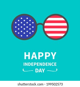 Round glasses with stars and strips.  Happy independence day United states of America. 4th of July. Vector illustration