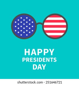 Round glasses with stars and strips.  Presidents Day background flat design Vector illustration