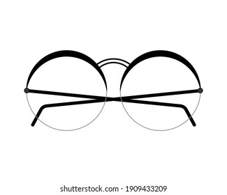 Round glasses with transparent lenses. Vector clipart on clear white background.
