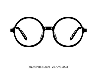 Round Glasses Unisex Outline icon isolated on transparent background, Vector illustration