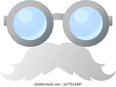 Round glasses and white mustache