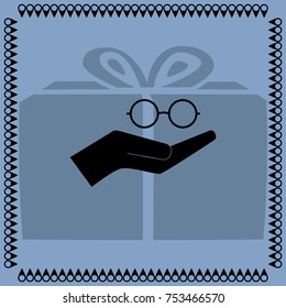 Round Glassesin  in the hand,  vector icon