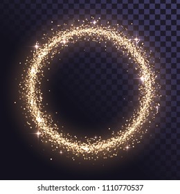 Round glitter frame of gold dust or stars