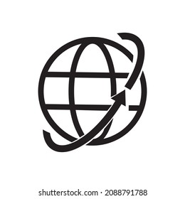 round globe with arrow around icon