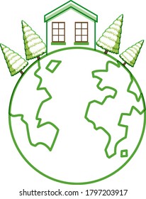 Round globe banner isolated illustration