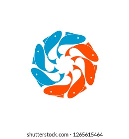 Round Globe fish logo white background illustartion design