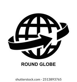 Round globe icon isolated on background vector illustration.