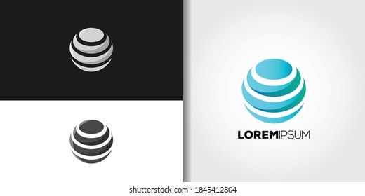 Round Globe Logo Set Idea Template Vector