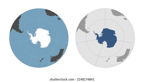 Runde Globe-Vektorkarte mit Antarktis hervorgehoben. Antarktis-Karte