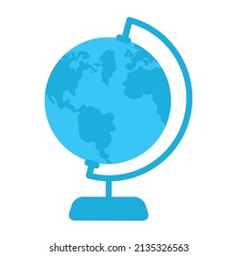 Round globe with worldwide map semi flat color vector object. Full sized item on white. Interactive earth representation simple cartoon style illustration for web graphic design and animation