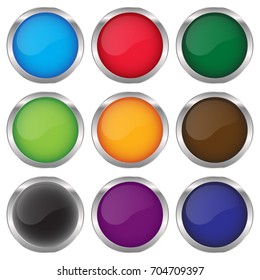 Round glossy buton icon set.