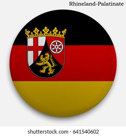 Round glossy Button with flag of Alaska, state in Germany, with the reflection of light and shadow realistic.
