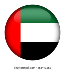 Round glossy Button with flag of Arab Emirates