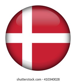 Round glossy Button with flag of Denmark 