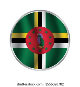 Round glossy Button with flag of Dominica, Dominica - glossy button with flag.