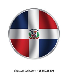 Round glossy Button with flag of Dominican Republic,Dominican Republic - glossy button with flag.