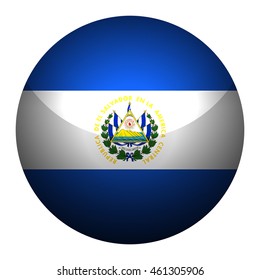 Round glossy Button with flag of El Salvador