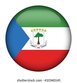 Round glossy Button with flag of Equatorial Guinea
