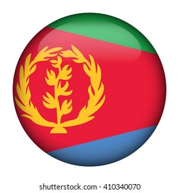 Round glossy Button with flag of Eritrea
