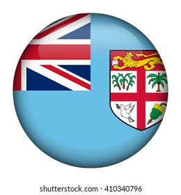 Round glossy Button with flag of  Fiji 