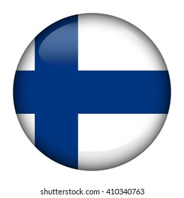 Round glossy Button with flag of Finland 