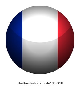 Round glossy Button with flag of France