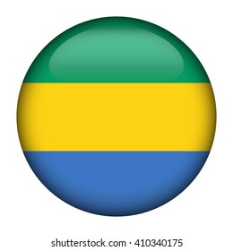 Round glossy Button with flag of Gabon 