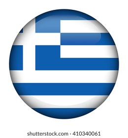 Round glossy Button with flag of Greece 
